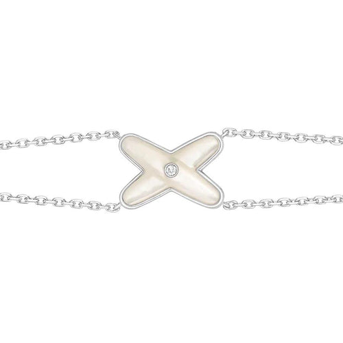 [Leaves]JEUX BRACELET WHITE MOP SILVER 1 DIAMOND