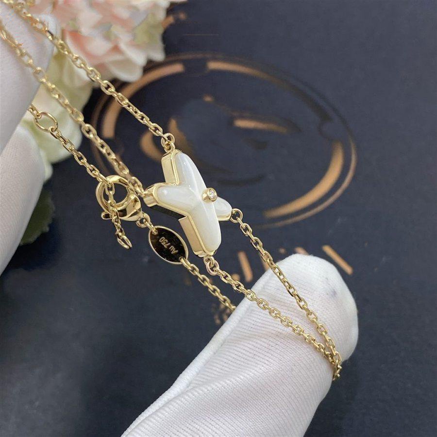 [Leaves]JEUX BRACELET WHITE MOP GOLD 1 DIAMOND