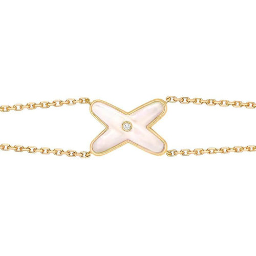 [Leaves]JEUX BRACELET WHITE MOP GOLD 1 DIAMOND