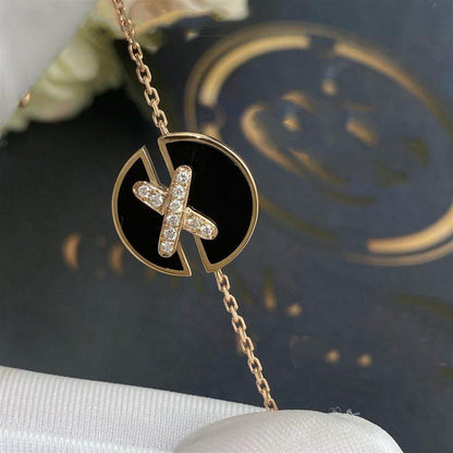[Leaves]JEUX DE BRACELET ONYX ROSE GOLD DIAMOND