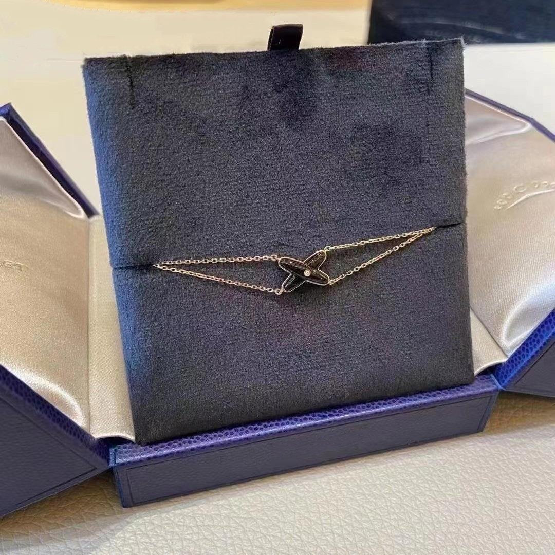 [Leaves]JEUX BRACELET ONYX ROSE GOLD 1 DIAMOND
