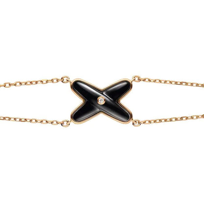[Leaves]JEUX BRACELET ONYX ROSE GOLD 1 DIAMOND