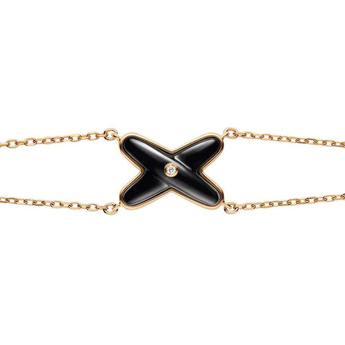 [Leaves]JEUX BRACELET ONYX ROSE GOLD 1 DIAMOND