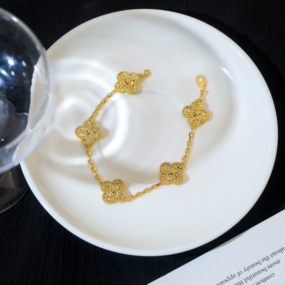 [Leaves]LUCKY CLOVER 5-MOTIF BRACELET - BRONZING