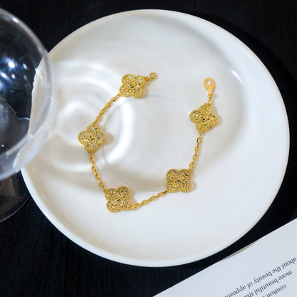 [Leaves]LUCKY CLOVER 5-MOTIF BRACELET - BRONZING