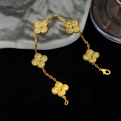 [Leaves]LUCKY CLOVER 5-MOTIF BRACELET - BRONZING