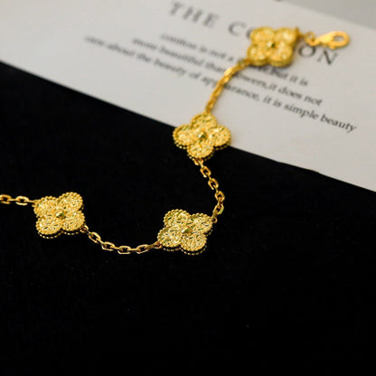 [Leaves]LUCKY CLOVER 5-MOTIF BRACELET - BRONZING