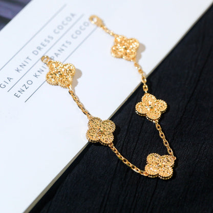 [Leaves]LUCKY CLOVER 5-MOTIF BRACELET - BRONZING