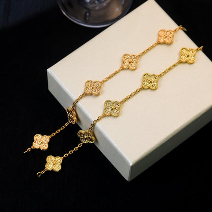 [Leaves]LUCKY CLOVER 5-MOTIF BRACELET - BRONZING