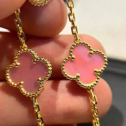 [Leaves]LUCKY CLOVER 5-MOTIF BRACELET - PINK MOTHER-OF-PEARL COLLECTION