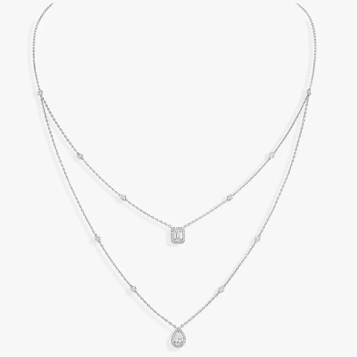 [Leaves]MY TWIN 2-ROW DIAMOND NECKLACE