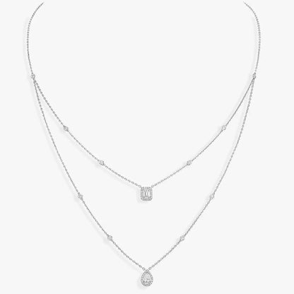 [Leaves]MY TWIN 2-ROW DIAMOND NECKLACE