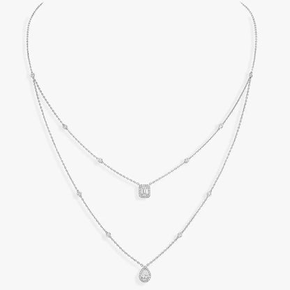 [Leaves]Diamond Necklace My Twin 2 Rows