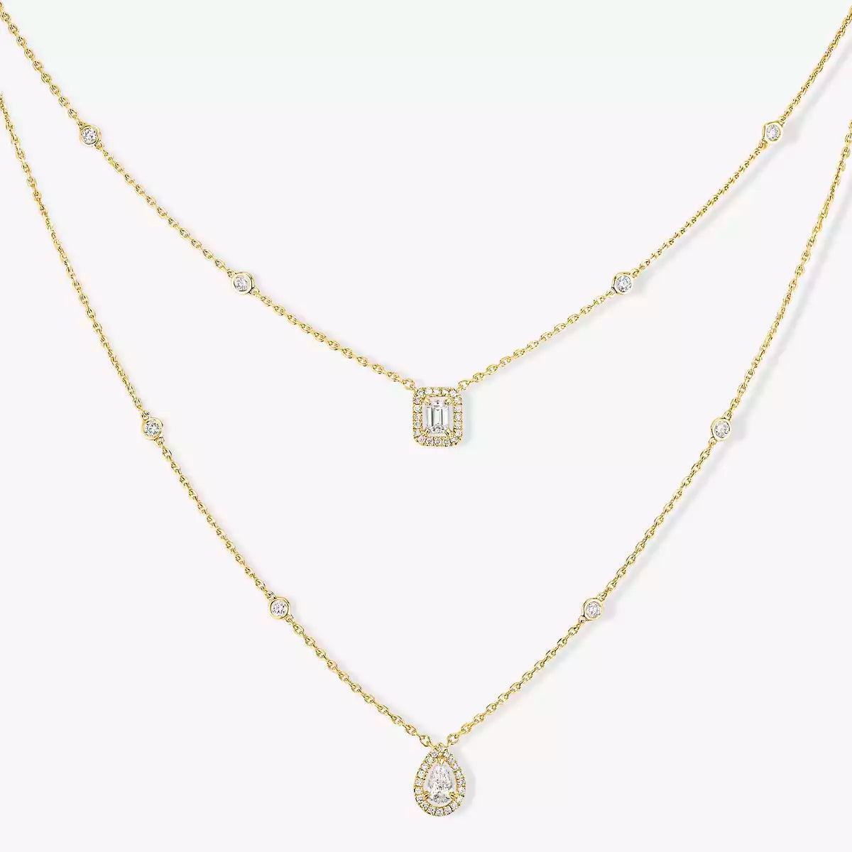 [Leaves]MY TWIN 2-ROW DIAMOND NECKLACE