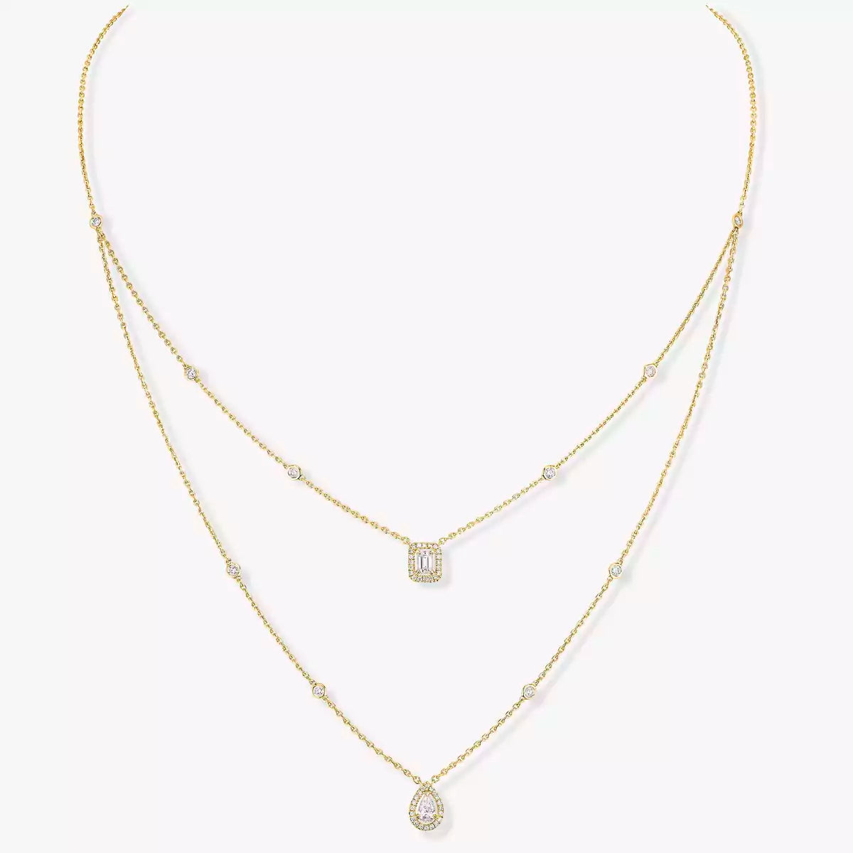 [Leaves]MY TWIN 2-ROW DIAMOND NECKLACE