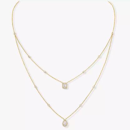 [Leaves]MY TWIN 2-ROW DIAMOND NECKLACE