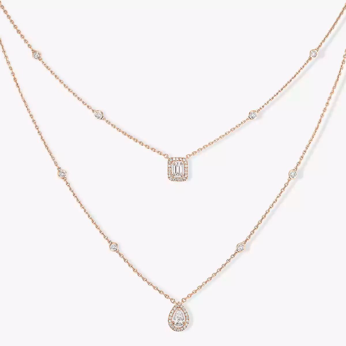 [Leaves]MY TWIN 2-ROW DIAMOND NECKLACE