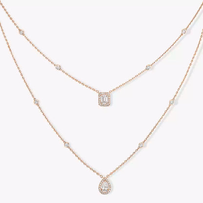 [Leaves]MY TWIN 2-ROW DIAMOND NECKLACE