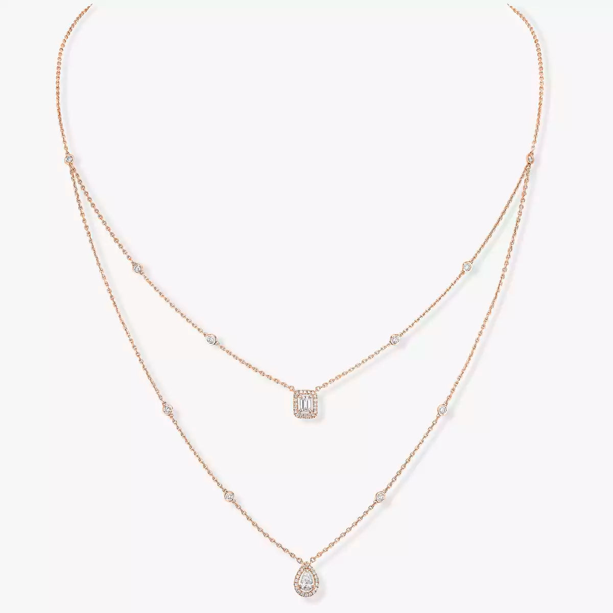 [Leaves]MY TWIN 2-ROW DIAMOND NECKLACE