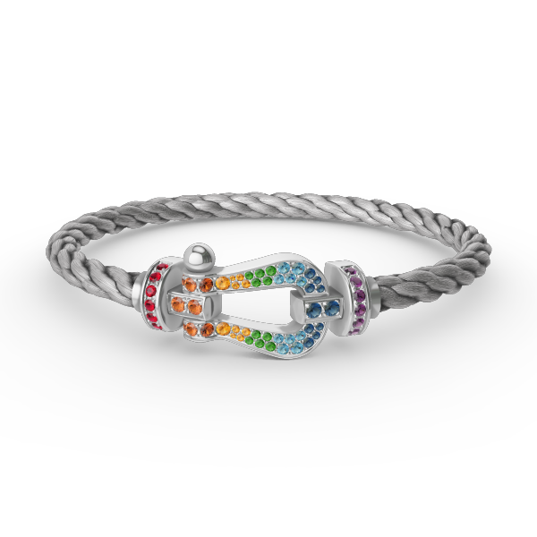 [Leaves]FORCE LARGE HORSESHOE COLORED DIAMOND BRACELET - WHITE GOLD