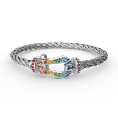 [Leaves]FORCE LARGE HORSESHOE COLORED DIAMOND BRACELET - WHITE GOLD