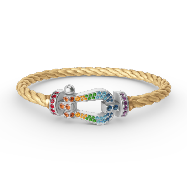 [Leaves]FORCE LARGE HORSESHOE COLORED DIAMOND BRACELET - WHITE GOLD