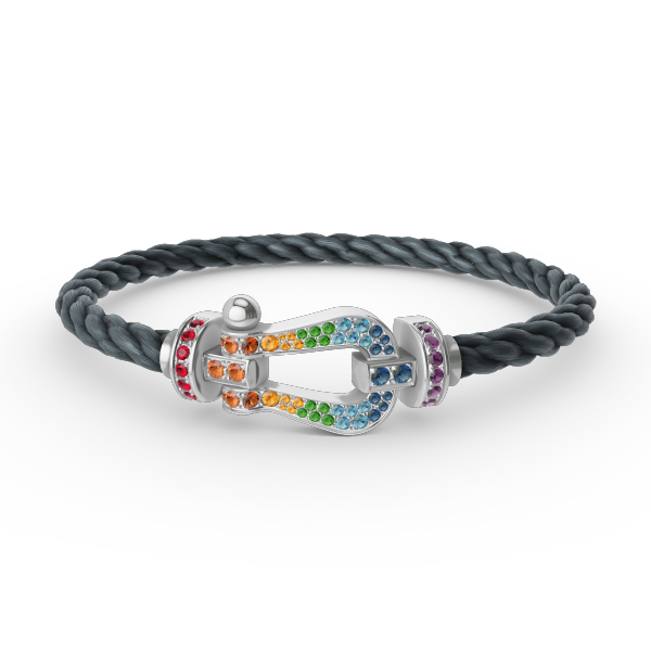 [Leaves]FORCE LARGE HORSESHOE COLORED DIAMOND BRACELET - WHITE GOLD