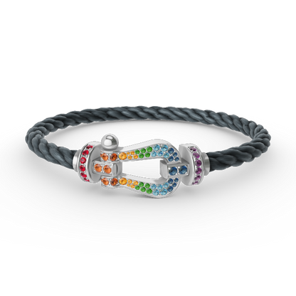 [Leaves]FORCE LARGE HORSESHOE COLORED DIAMOND BRACELET - WHITE GOLD