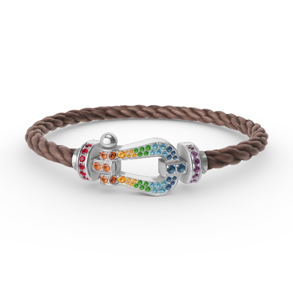 [Leaves]FORCE LARGE HORSESHOE COLORED DIAMOND BRACELET - WHITE GOLD