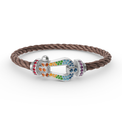 [Leaves]FORCE LARGE HORSESHOE COLORED DIAMOND BRACELET - WHITE GOLD