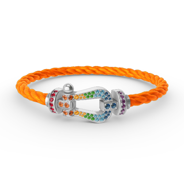 [Leaves]FORCE LARGE HORSESHOE COLORED DIAMOND BRACELET - WHITE GOLD