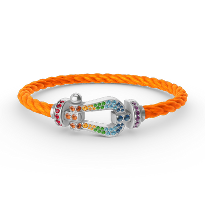 [Leaves]FORCE LARGE HORSESHOE COLORED DIAMOND BRACELET - WHITE GOLD