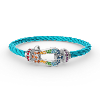 [Leaves]FORCE LARGE HORSESHOE COLORED DIAMOND BRACELET - WHITE GOLD