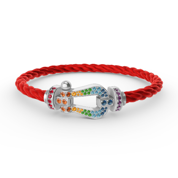 [Leaves]FORCE LARGE HORSESHOE COLORED DIAMOND BRACELET - WHITE GOLD