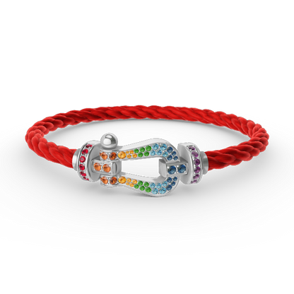 [Leaves]FORCE LARGE HORSESHOE COLORED DIAMOND BRACELET - WHITE GOLD