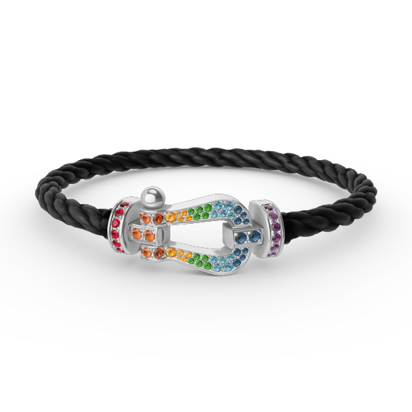 [Leaves]FORCE LARGE HORSESHOE COLORED DIAMOND BRACELET - WHITE GOLD