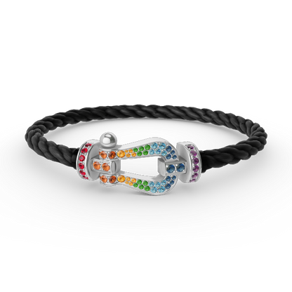 [Leaves]FORCE LARGE HORSESHOE COLORED DIAMOND BRACELET - WHITE GOLD