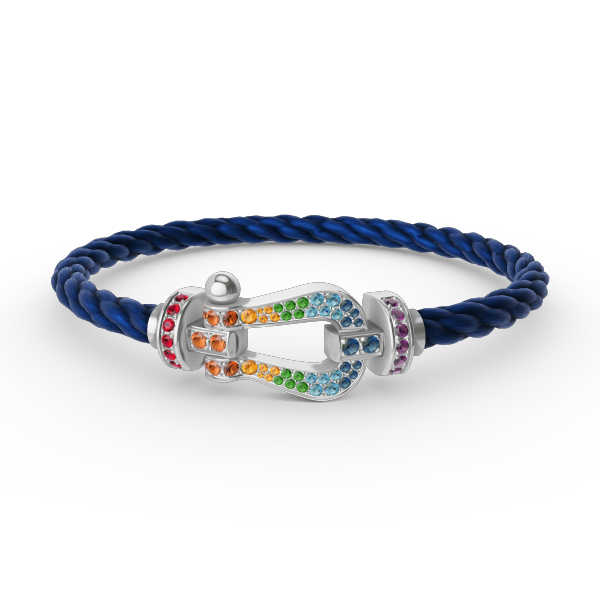 [Leaves]FORCE LARGE HORSESHOE COLORED DIAMOND BRACELET - WHITE GOLD