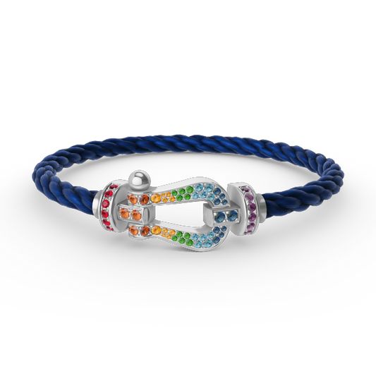 [Leaves]FORCE LARGE HORSESHOE COLORED DIAMOND BRACELET - WHITE GOLD
