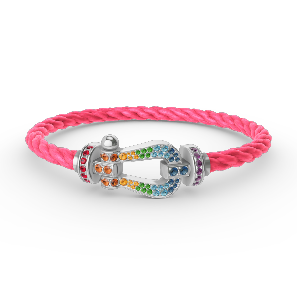 [Leaves]FORCE LARGE HORSESHOE COLORED DIAMOND BRACELET - WHITE GOLD