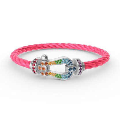 [Leaves]FORCE LARGE HORSESHOE COLORED DIAMOND BRACELET - WHITE GOLD