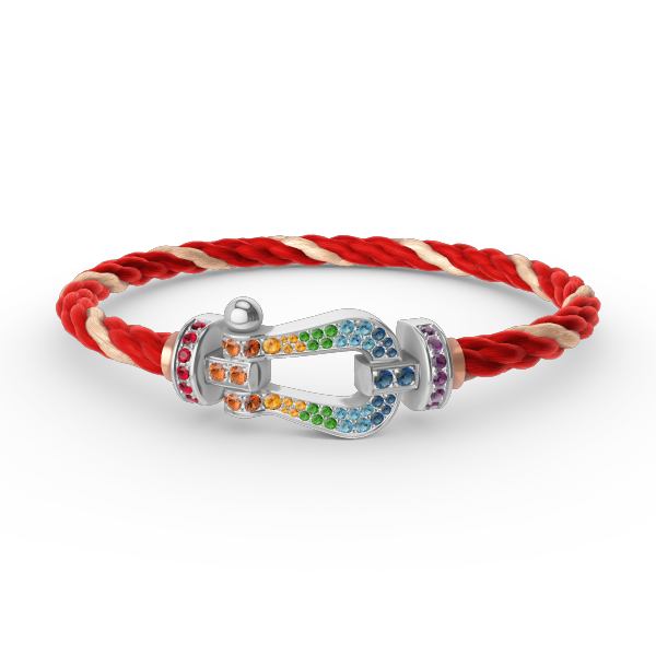 [Leaves]FORCE LARGE HORSESHOE COLORED DIAMOND BRACELET - WHITE GOLD