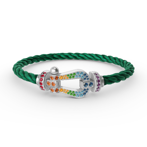[Leaves]FORCE LARGE HORSESHOE COLORED DIAMOND BRACELET - WHITE GOLD