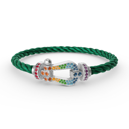 [Leaves]FORCE LARGE HORSESHOE COLORED DIAMOND BRACELET - WHITE GOLD