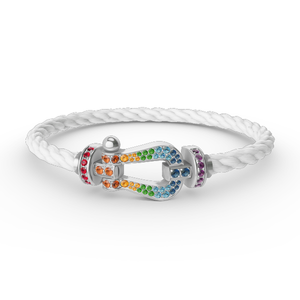[Leaves]FORCE LARGE HORSESHOE COLORED DIAMOND BRACELET - WHITE GOLD