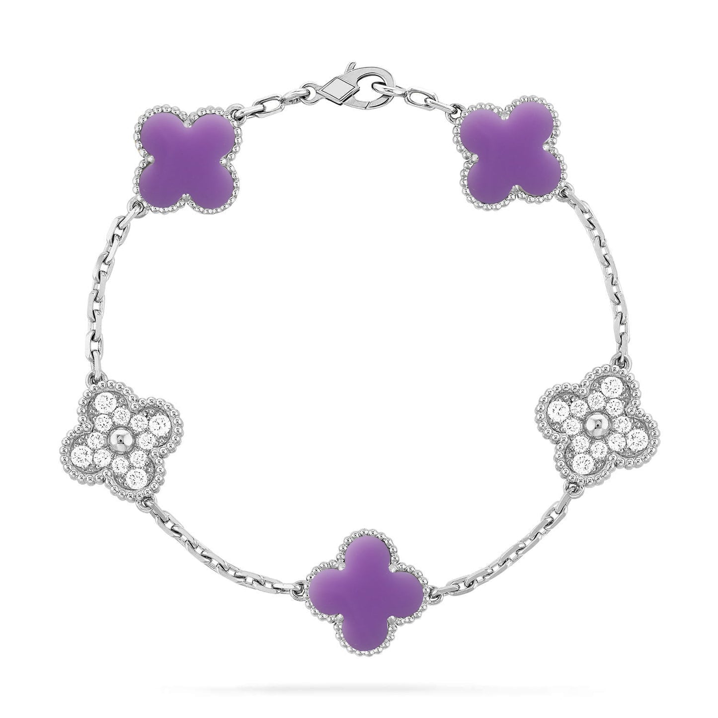 [Leaves]LUCKY CLOVER 5-MOTIF BRACELET - LAVENDER COLLECTION