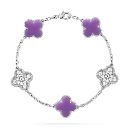[Leaves]LUCKY CLOVER 5-MOTIF BRACELET - LAVENDER COLLECTION