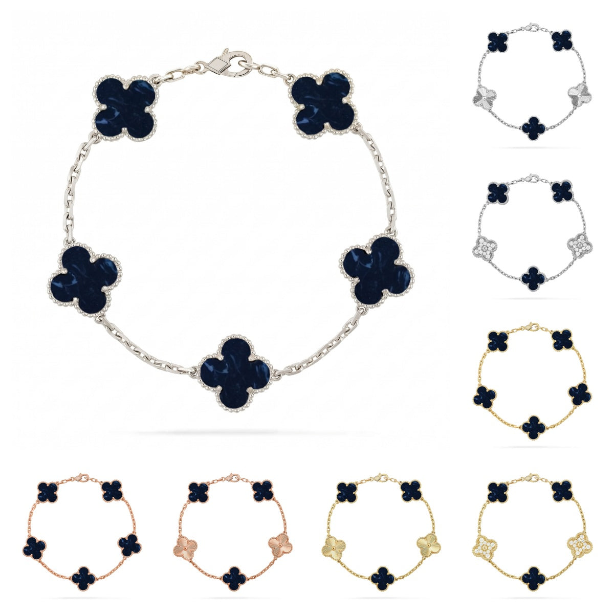 [Leaves]LUCKY CLOVER 5-MOTIF BRACELET - PIETERSITE COLLECTION