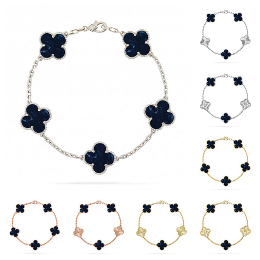 [Leaves]LUCKY CLOVER 5-MOTIF BRACELET - PIETERSITE COLLECTION