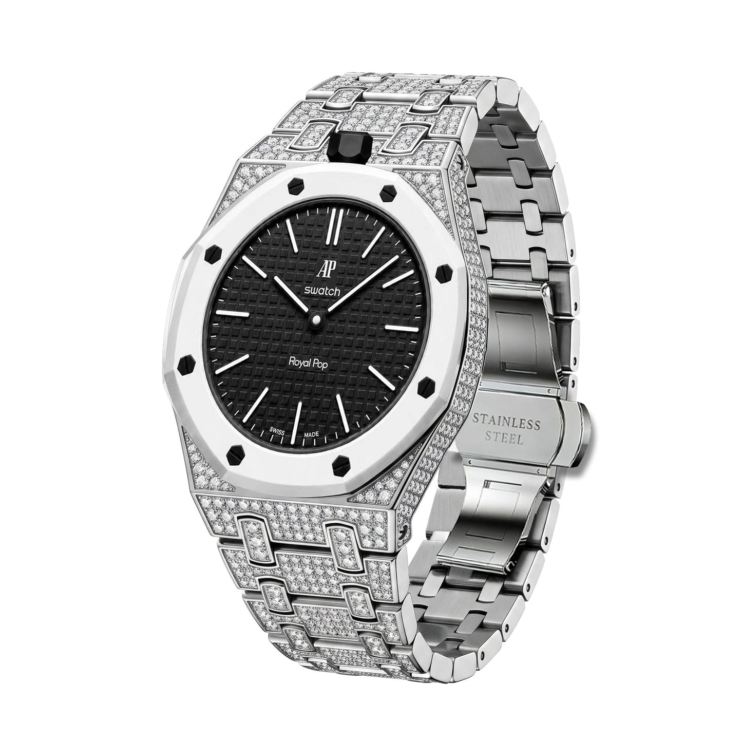 [Leaves]Royal Oak Pop Exclusive Bioceramic Case & Bioceramic Strap Full Diamond